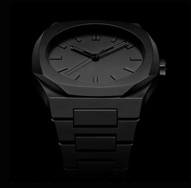 Black watch with a sleek design on a black background