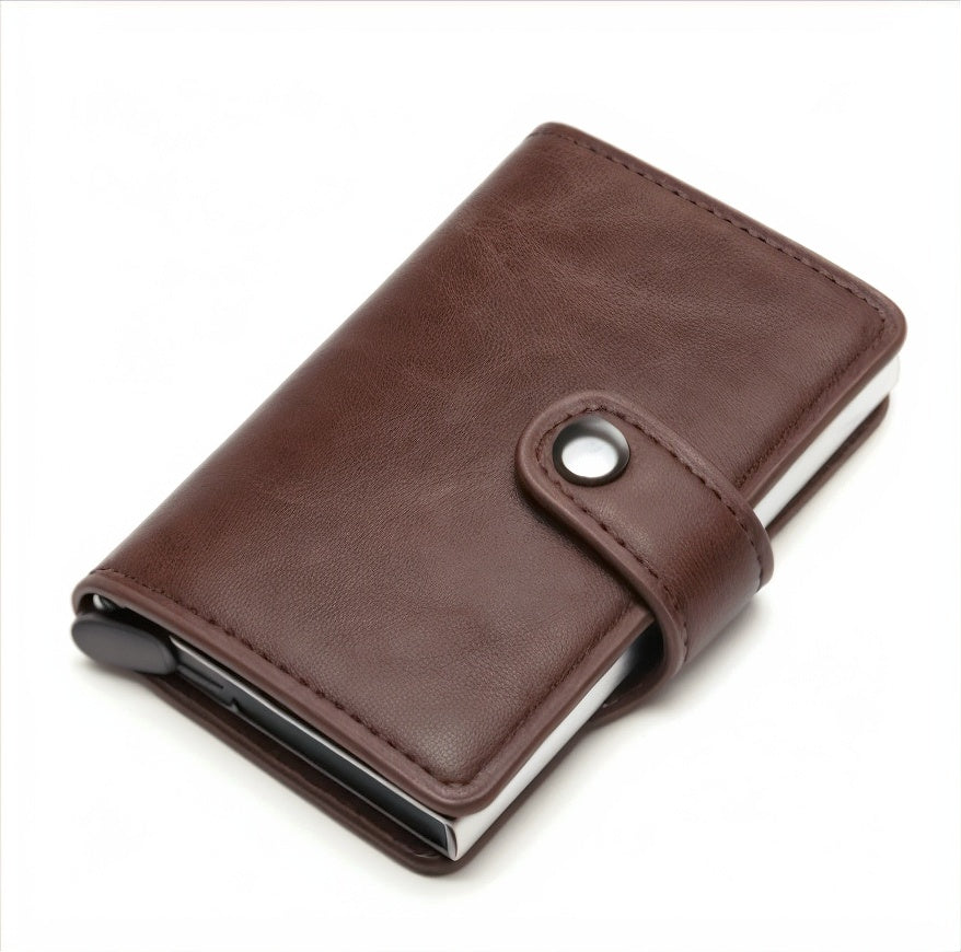 Brown leather wallet on a white background